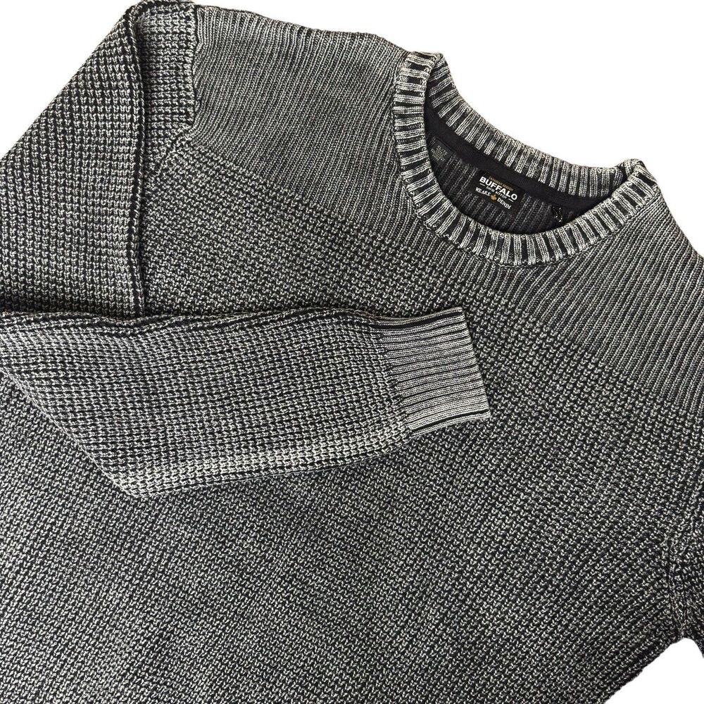 Buffalo David Bitton Knit Textured Pullover Sweater Mens XL Black Acid Wash